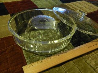Glasbake Usa Queen Anne Jello Angel Food Bundt Cake Glass Dish W/ Lid Ltd