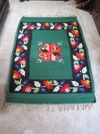 Gorgeous Vintage Hand Woven Wool Colorful Mexican Blanket 82 " X 53 " Wall Hanging