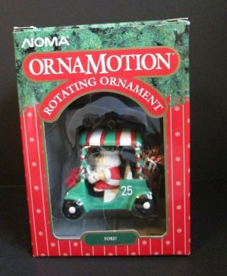 Vtg 1989 Christmas Xmas Ornament Golfing Santa & Reindeer Fore Not