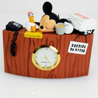 Disney Park Mickey Mouse Desk Clock Figurine Sleeping Work Mickey Battery