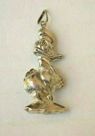 Walt Disney Productions Sterling Silver Figural Donald Duck Ornament Pendant