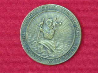 Vintage Behold St.  Christopher Medal & Pope Pius Xi Religious Pocket Coin Look