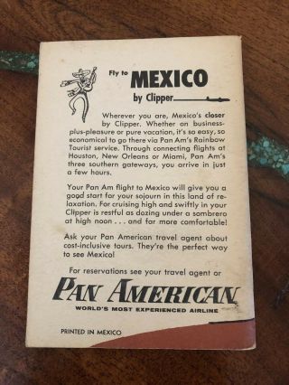 Vintage 1950’s Pan Am American PAA Airlines MEXICO Travel Guide Book Booklet 2