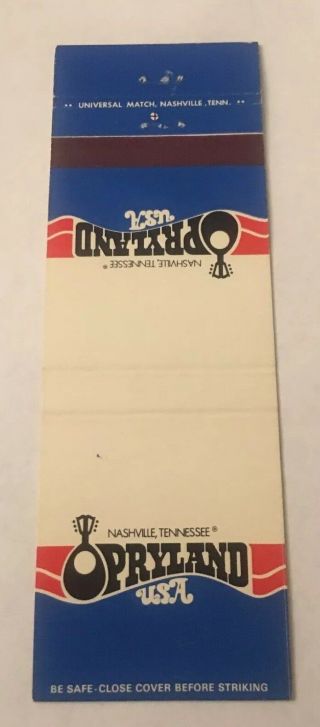 Vintage Matchbook Cover Matchcover Opryland Usa Nashville Tn Unstruck