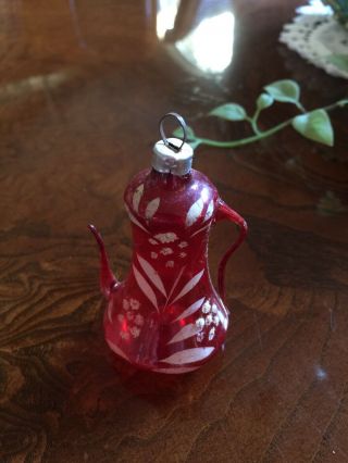 Vintage / Antique Glass Christmas Ornament Tea Pot - 2 1/2” Tall