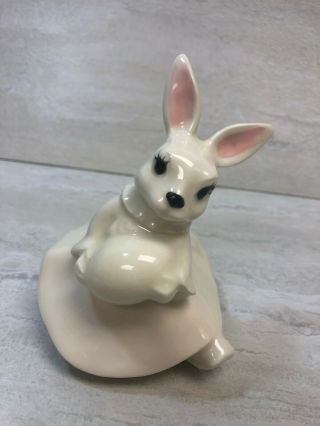 Vintage 1973 Duncan Ceramic Dancing Easter Bunny Rabbit Egg Figurine Decor