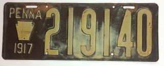 Pennsylvania 1917 Old License Plate Vintage Garage Man Cave Car Auto Tag Rustic
