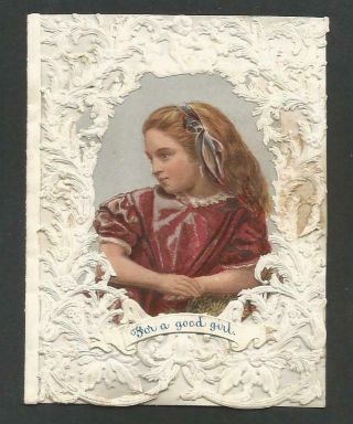 D51 - Victorian Folding Paper Lace Valentine Card - For A Good Girl