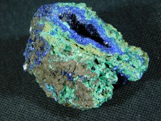 A 100 Natural Deep Blue AZURITE Crystal Cluster On Malachite 89.  4gr e 4