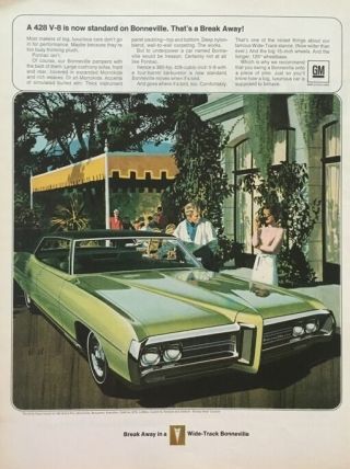 1969 Pontiac Bonneville 428 - Cid - 11x14 Vintage Advertisement Print Car Ad Lg54