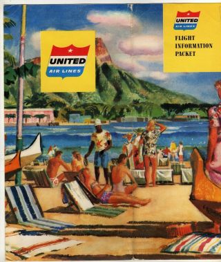 1956 United Airlines Flight Information Packet,  Hawaii,  9 Enclosures