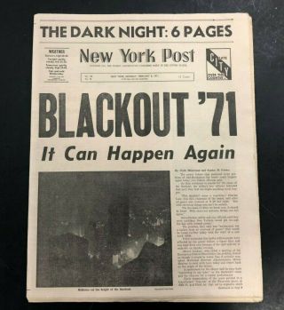 1971 Feb.  8 Ny Post Newspaper 1971 York City Blackout/cause??? Pgs 1 - 56
