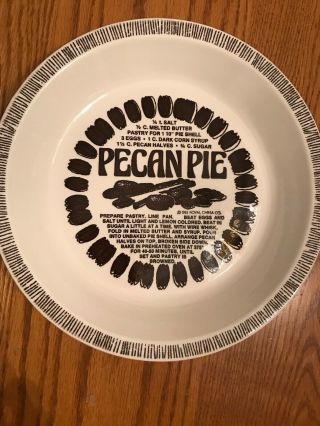 Vintage Royal China Co.  Ceramic Deep Dish Pie Plate With Pecan Pie Recipe -
