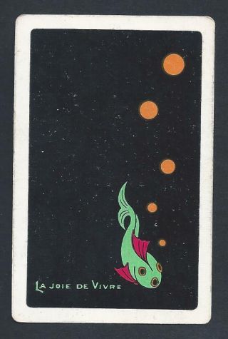 950.  908 Vintage Swap Card - Fair - La Joie De Vivre,  Art Deco Green Fish