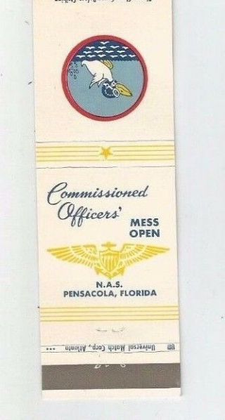 Matchbook Cover Nas Pensacola Florida Commissioned Officers 