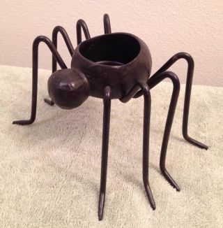 Solid Metal Spider Candle Holder Black Web Bug Insect Legs Prey Ambiance Romance