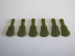 Vintage Green Bakelite Guitar Buttons - Set of 6 2
