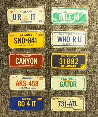 1982 Post Cereal Miniature / Bicycle License Plate Set - 50 States