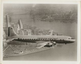 Large Vintage Photo - American Airlines Dc - 6b N90775 In - Flight