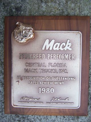 1980 Mack Pedigreed Performer Dealer Sales Award Central Florida Mack Trucks