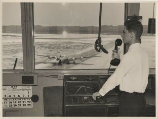 Large Vintage Photo - Pan Am Dc - 4 From The Bermuda Control Tower
