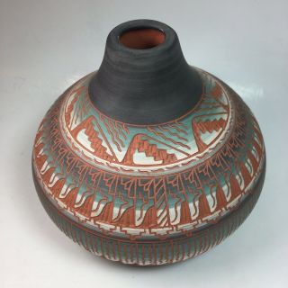 Vintage Navajo Pottery Vessel Vase Signed Patricia Sam Native American Artist