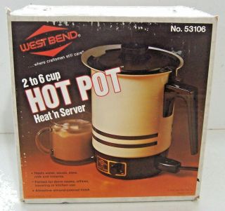 Vintage 1979 West Bend 2 - 6 Cup Hot Pot 53106 Electric Heat Server -