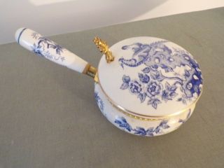 Vintage Blue And White Porcelain Lided Pot Numbered 8886
