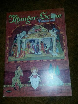 Vintage Christmas Manger Scene Punch Out Book Whitman Usa 1963 Complete