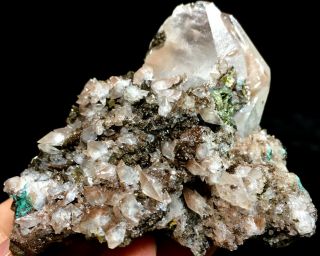 164g Beauty White Dipyramidal Calcite & Pyrite Crystal Mineral Specimen 30