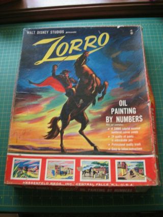 Vintage Walt Disney Studios Zorro Oil Painting By Numbers Kit Rare Kids Toy Old