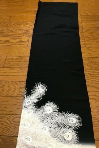 @@Japanese antique kimono/ tomesode black silk fabric/ embroidery,  white,  p PA78 3
