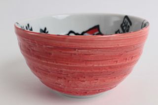 Mino ware Japanese Ceramics Large Bowl Red Sea Bream & Wave Medetai 3