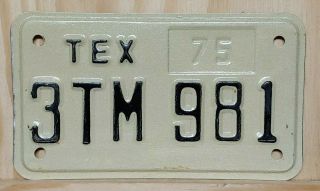 1975 Texas " Motorcycle " License Plate 981