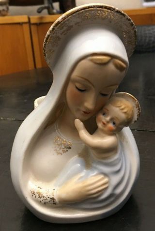 Shafford Mother Mary & Baby Jesus Madonna & Christian Japan 4151 Ceramic Planter