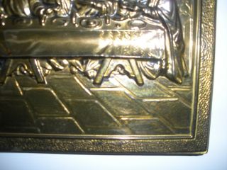 vintage Last Supper 3D metal relief plaque picture brass ? 14 1/2 X 9 1/4 4