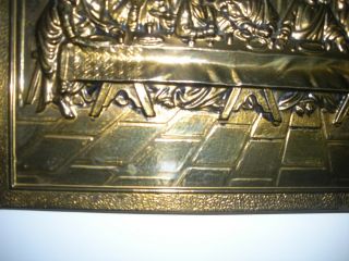 vintage Last Supper 3D metal relief plaque picture brass ? 14 1/2 X 9 1/4 5