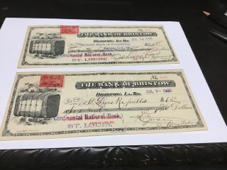 Bristow Indian Territory Bank Checks 1900