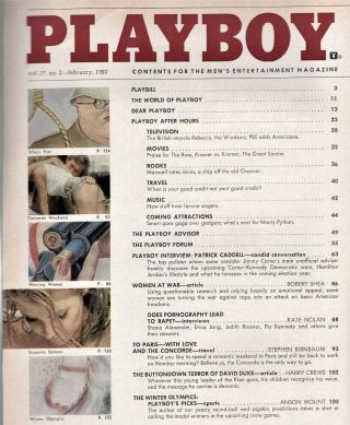 PLAYBOY February 1980 - Suzanne Somers ' Nude Playmate Test,  The Year In Sex,  The KKK 2