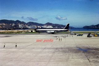 35mm Aircraft Slide Boac No G - Apfc @ Kai Tak Hong Kong Mid 60s