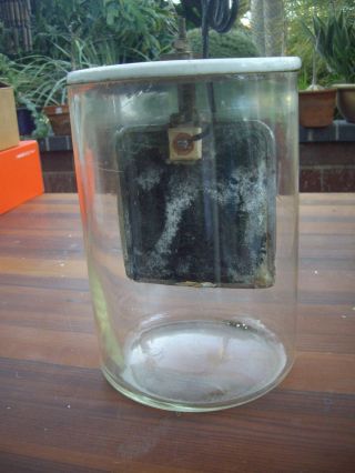 Vtg Antique Electric Thomas Edison Primary Battery Jar W/ Lid & Plate