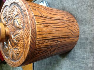 Vintage Treasure Craft Woodsy Owls faux Wood Ceramic Sugar Jar Canister 5