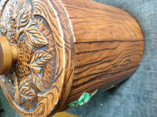 Vintage Treasure Craft Woodsy Owls faux Wood Ceramic Sugar Jar Canister 7