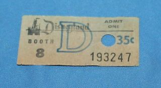 Rare Vintage Disneyland Booth 8 Ticket 35 Cent