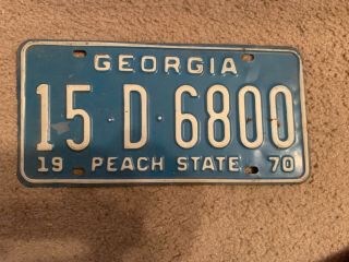 1970 Georgia Peach State License Plate 15 • D • 6800