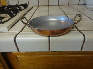 Vintage Copper & Brass Handles 6 1/4 " Au Gratin Soufle Pan