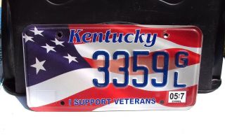 Kentucky Support Veterans License Plate Military 3359gl