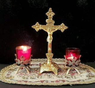 Set Of Two Religious Altar Candle Scone Votive Candle Votive Holders