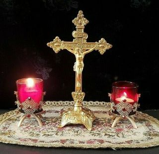 SET of TWO Religious Altar Candle Scone Votive Candle Votive Holders 2