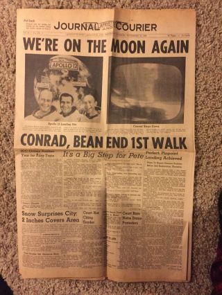 Apollo 12 Moon Landing Headlines - Newspaper - November 19,  1969